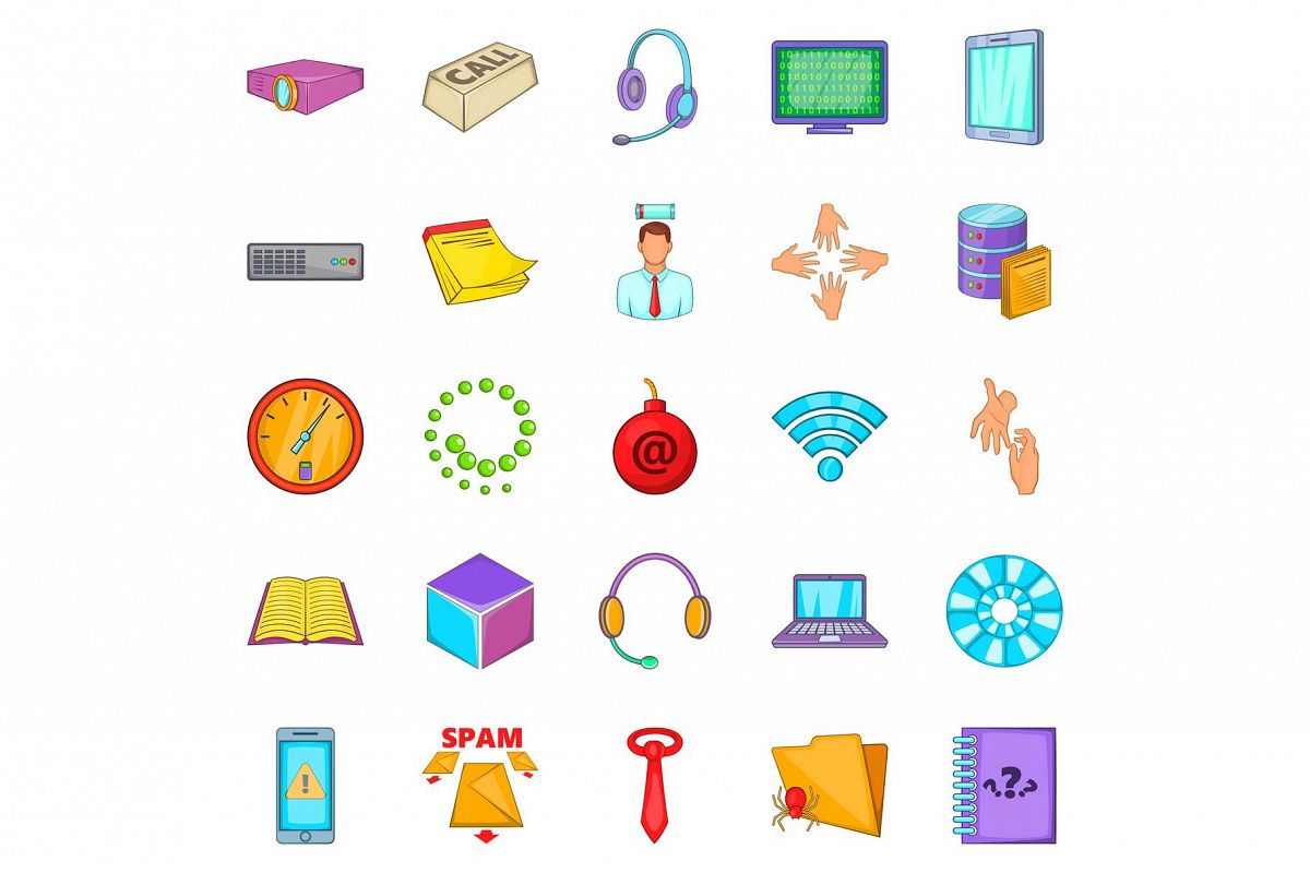 Workshop icons set, cartoon style example image 1
