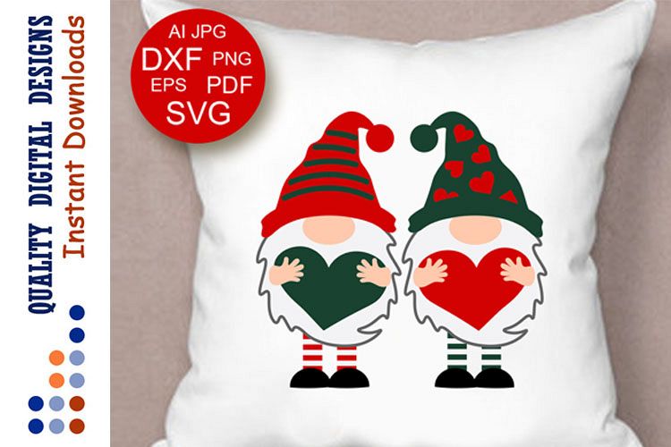 Gnomes with hearts svg Red and green example image 1
