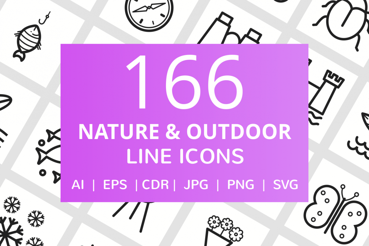 166 Nature & Outdoor Line Icons example image 1