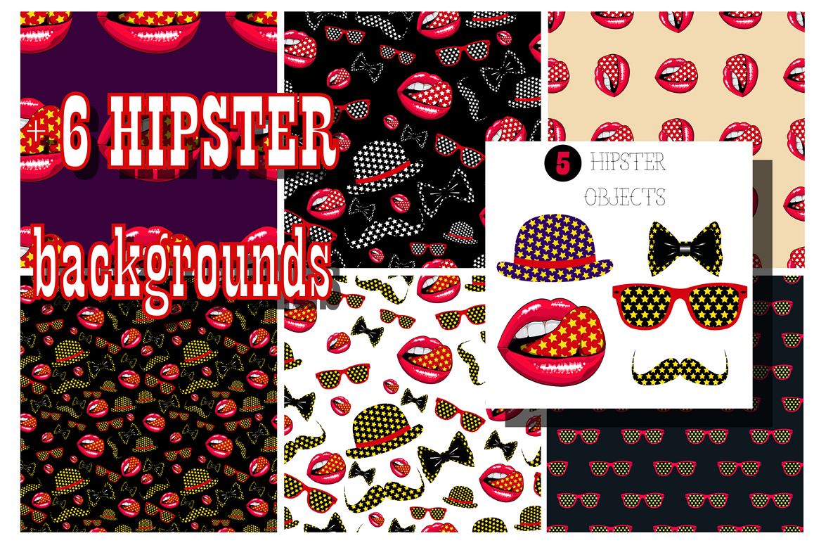 Vector hipster set_1. example image 1