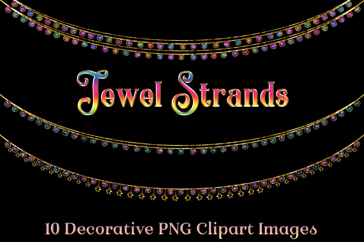 Jewel Strands Crystal Strings - 10 Image Clipart Objects Set example image 1