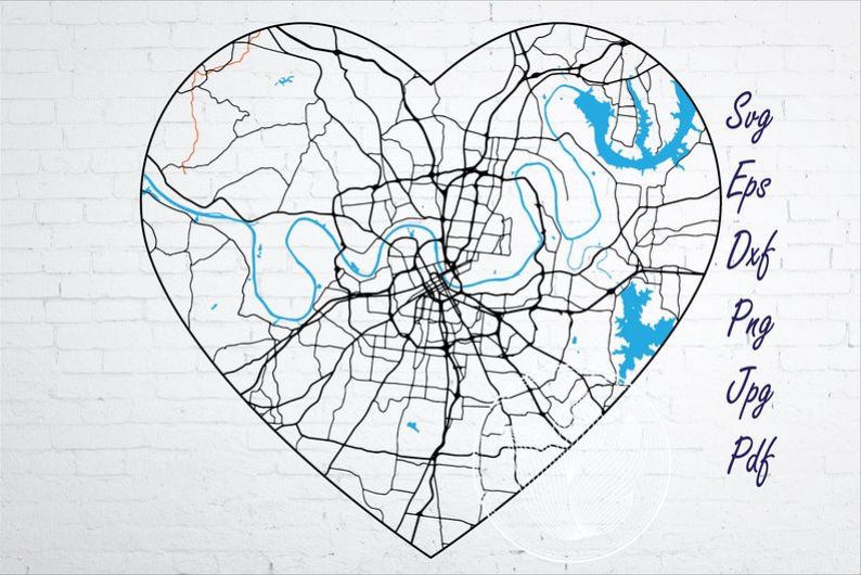 Nashville Tennessee city road map svg, eps, dxf, png, jpg example image 1