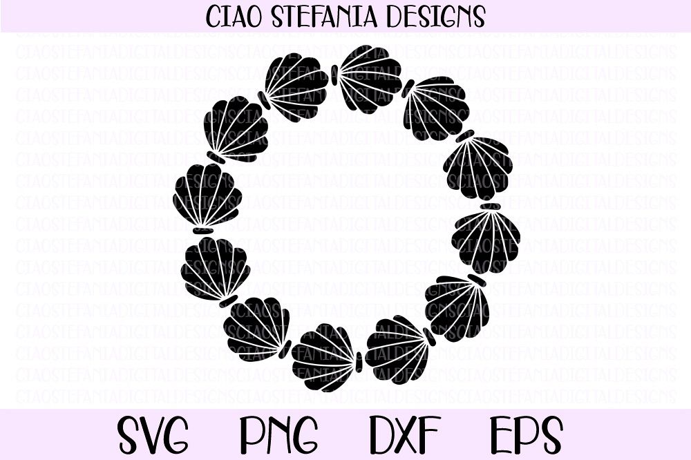 Shell Wreath Monogram Seashell SVG PNG DXF EPS Cut File example image 1