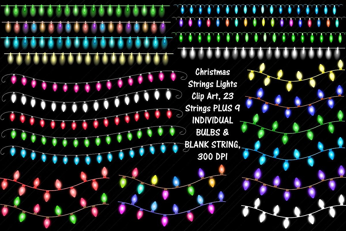 Christmas String Lights Clip Art & Individual Lights example image 1