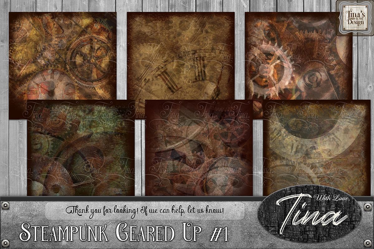 Steampunk Geared Up Gears Clocks Grunge 092918GU1 example image 1