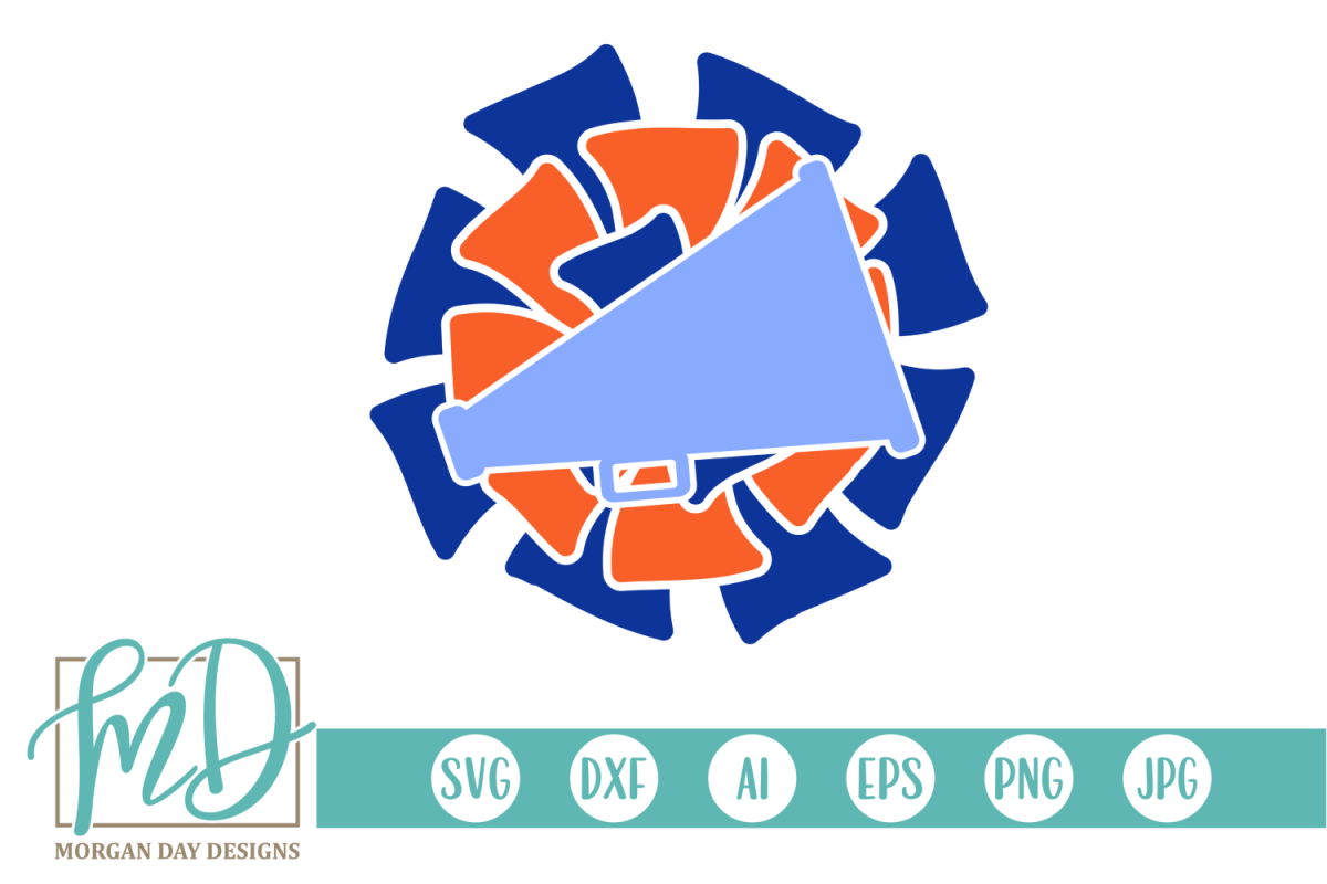 Cheer - Pom Pom - Megaphone SVG, DXF, AI, EPS, PNG, JPEG example image 1