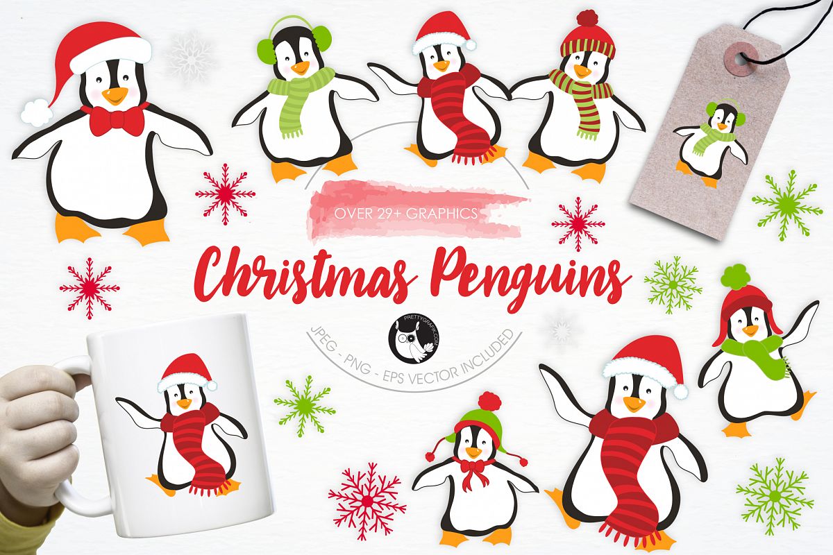 Christmas Penguins graphics and illustrations example image 1