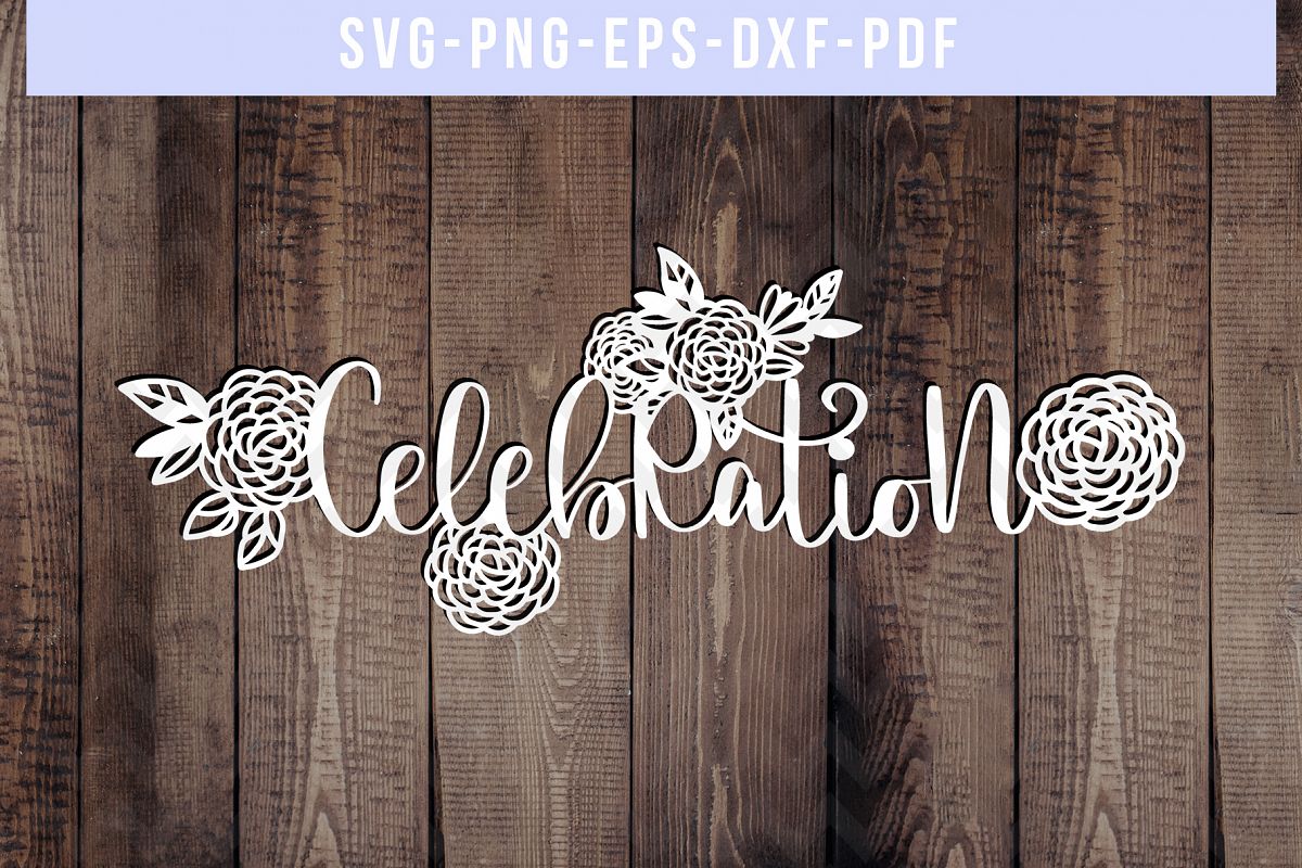 Celebration Papercut Template, Wedding Invitation SVG, PDF example image 1