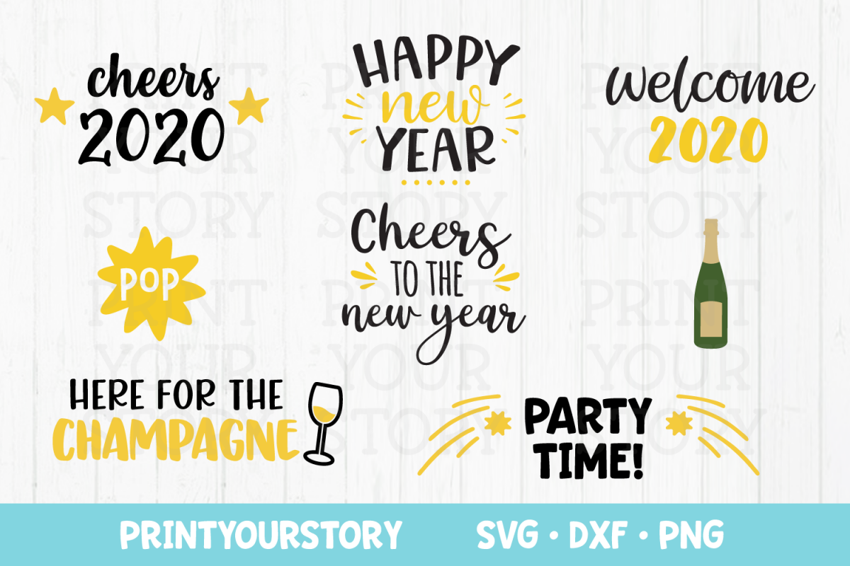New Years SVG Files Bundle - SVG DXF PNG Clipart Set example image 1