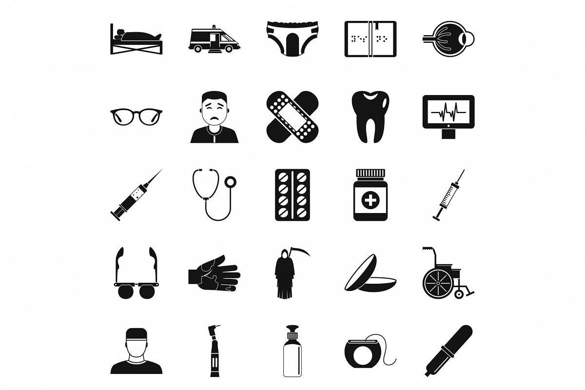 Care of relatives icons set, simple style example image 1