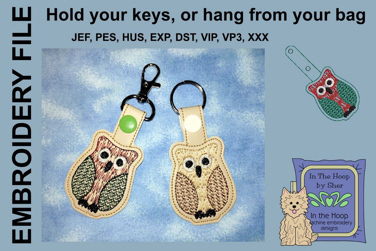 ITH Owl Cookie Vinyl Key Fob or Bag Tag - Snap example image 1