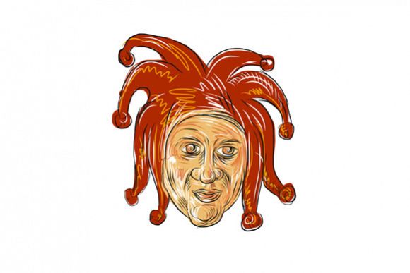 Court Jester Head Drawing example image 1