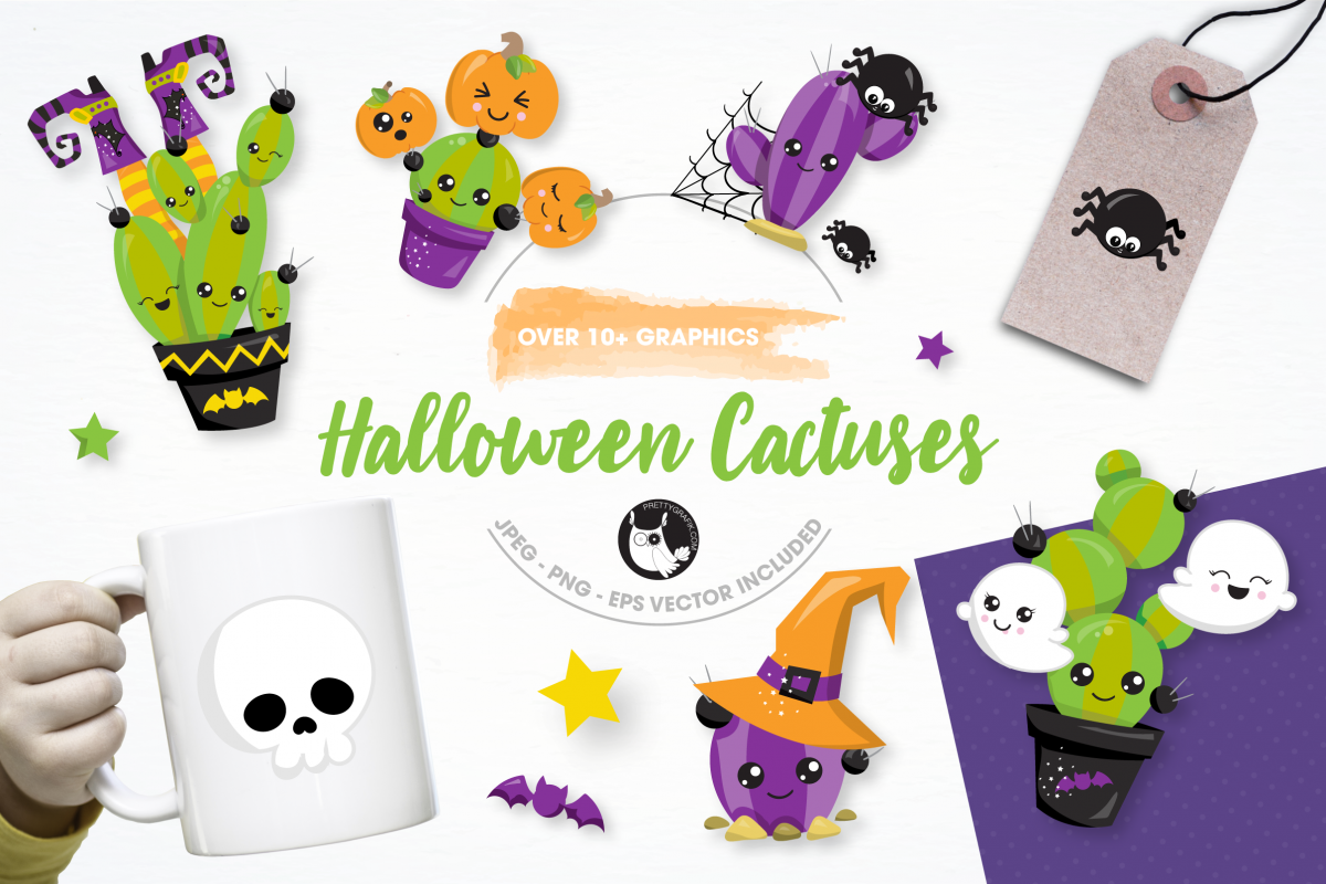 Halloween cactus graphics and illustrations example image 1