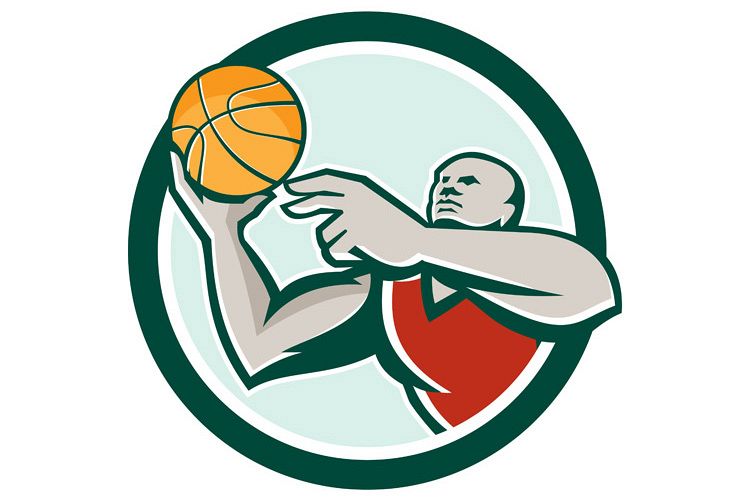 Basketball Player Lay Up Ball Circle Retro example image 1