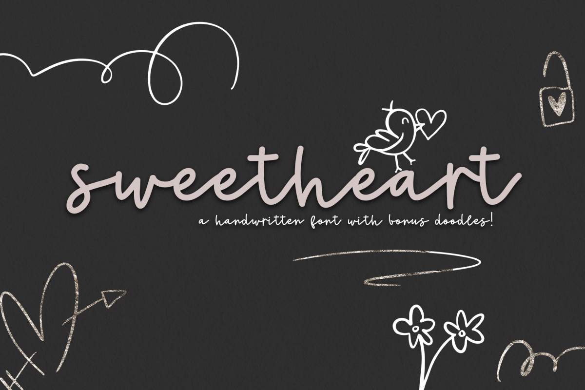 Sweetheart - A Handwritten Script Font & Doodles example image 1
