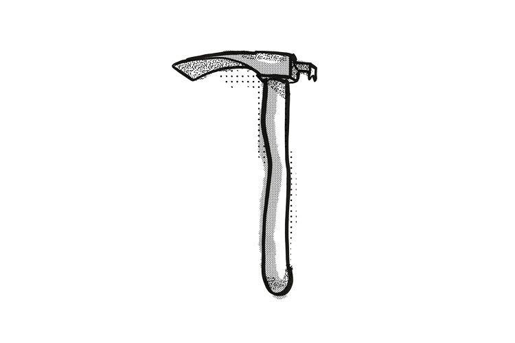 adze Woodworking Hand Tool Cartoon Retro Drawing example image 1