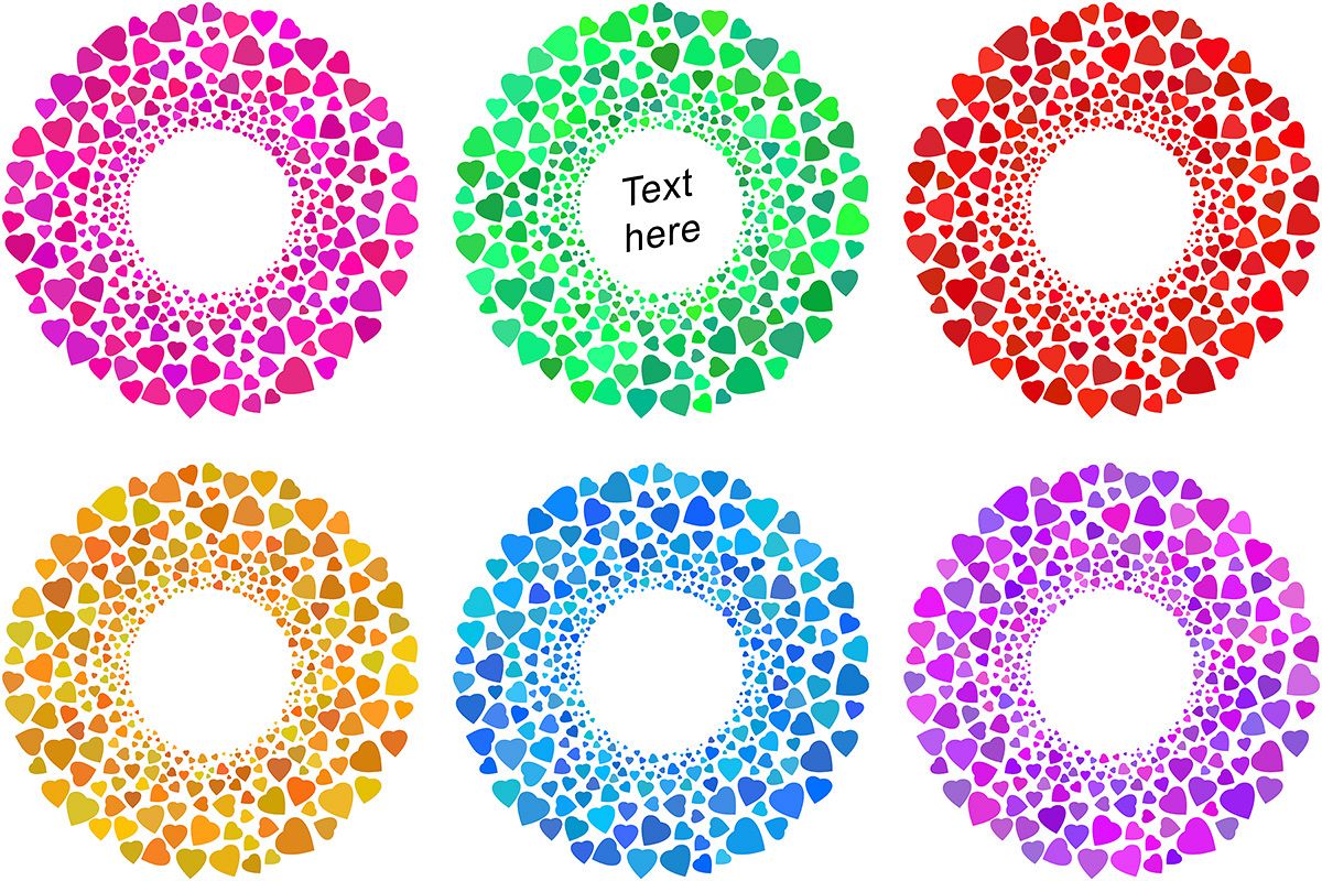 Vector Heart Love Sign Frame Valenitines Banner Icon Ring Circle Set example image 1