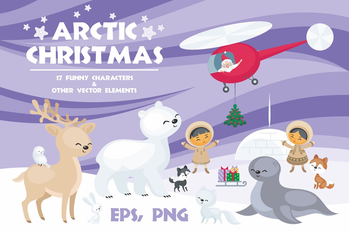 Arctic Christmas. Vector clip arts example image 1