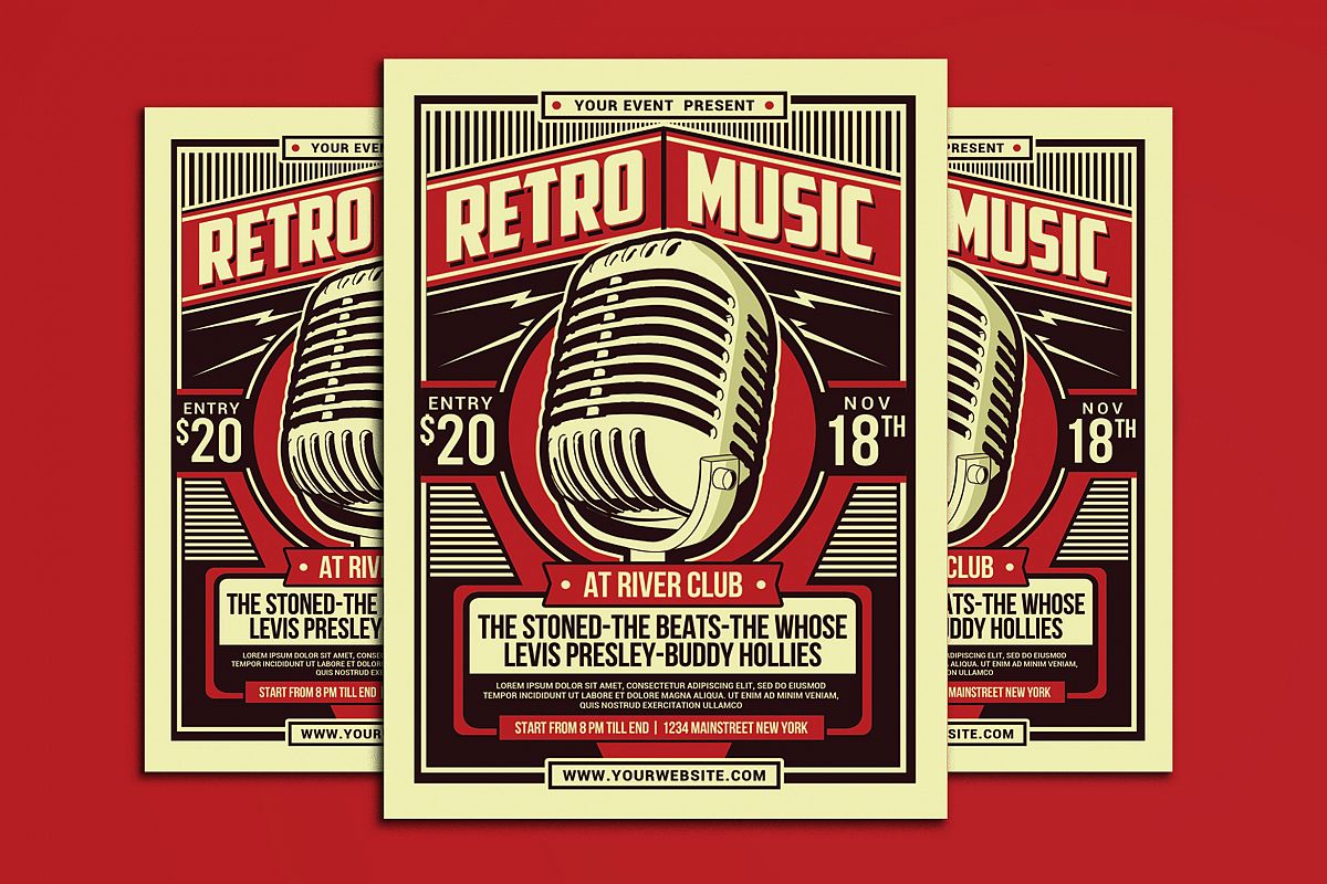 Retro Music Party Flyer example image 1