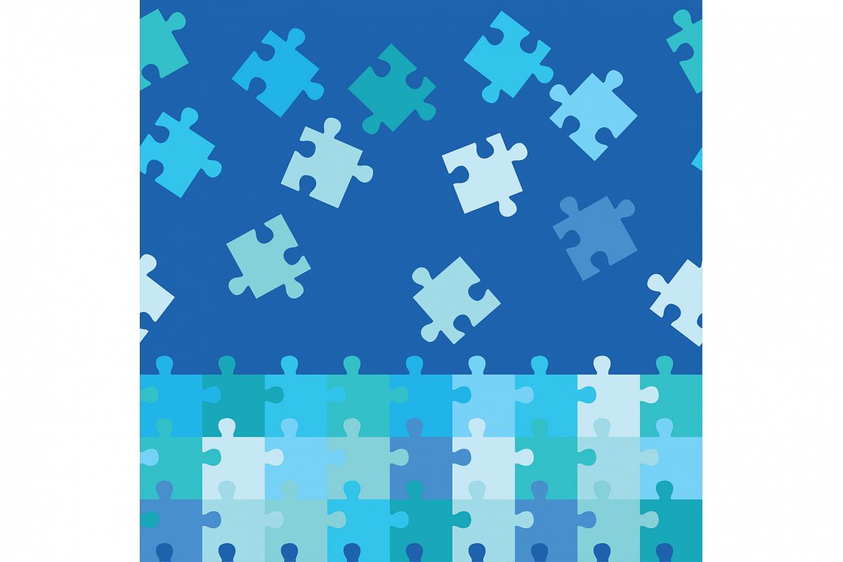 Seamless decorative vector background with puzzles. Print. Repeating background. Cloth design, wallpaper. example image 1