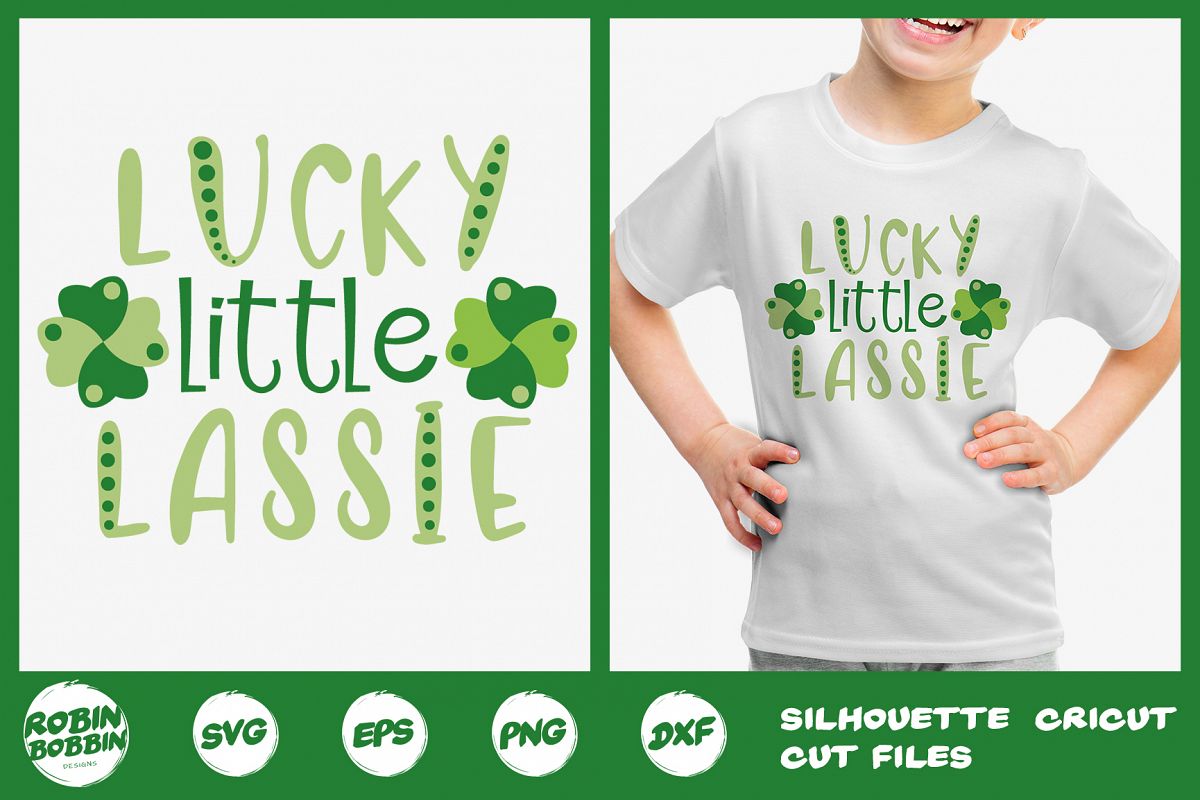 St. Patricks Day SVG, Lucky Little Lassie SVG, Crafters SVG example image 1
