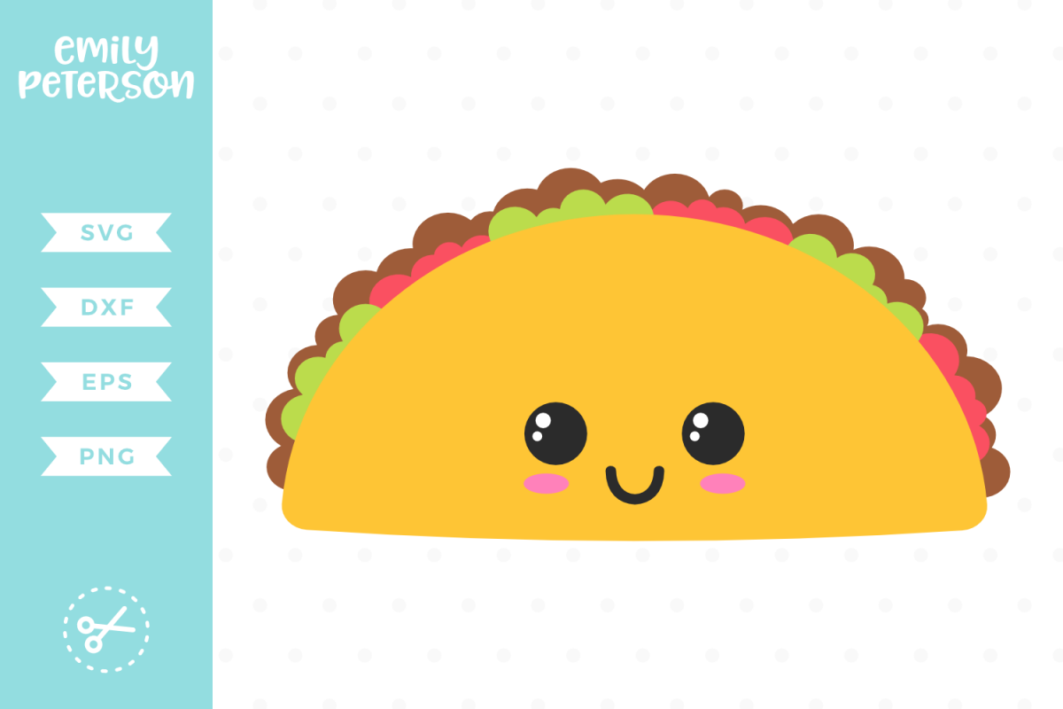 Kawaii Taco SVG DXF EPS PNG example image 1
