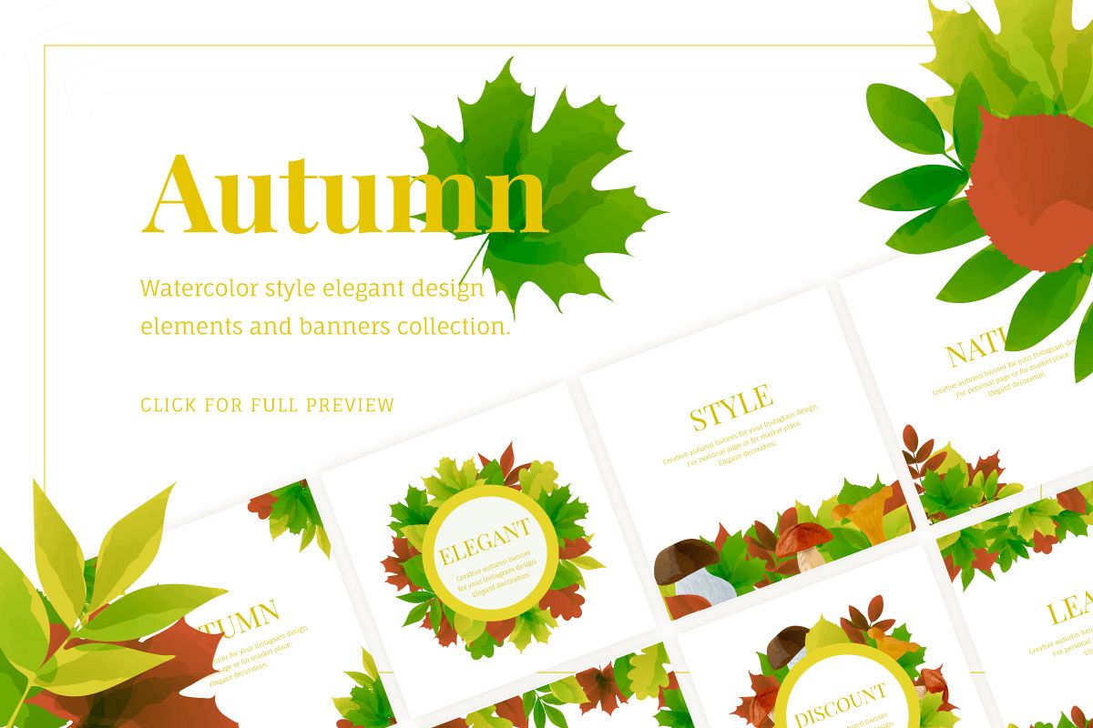 Autumn watercolor style vector collection. example image 1