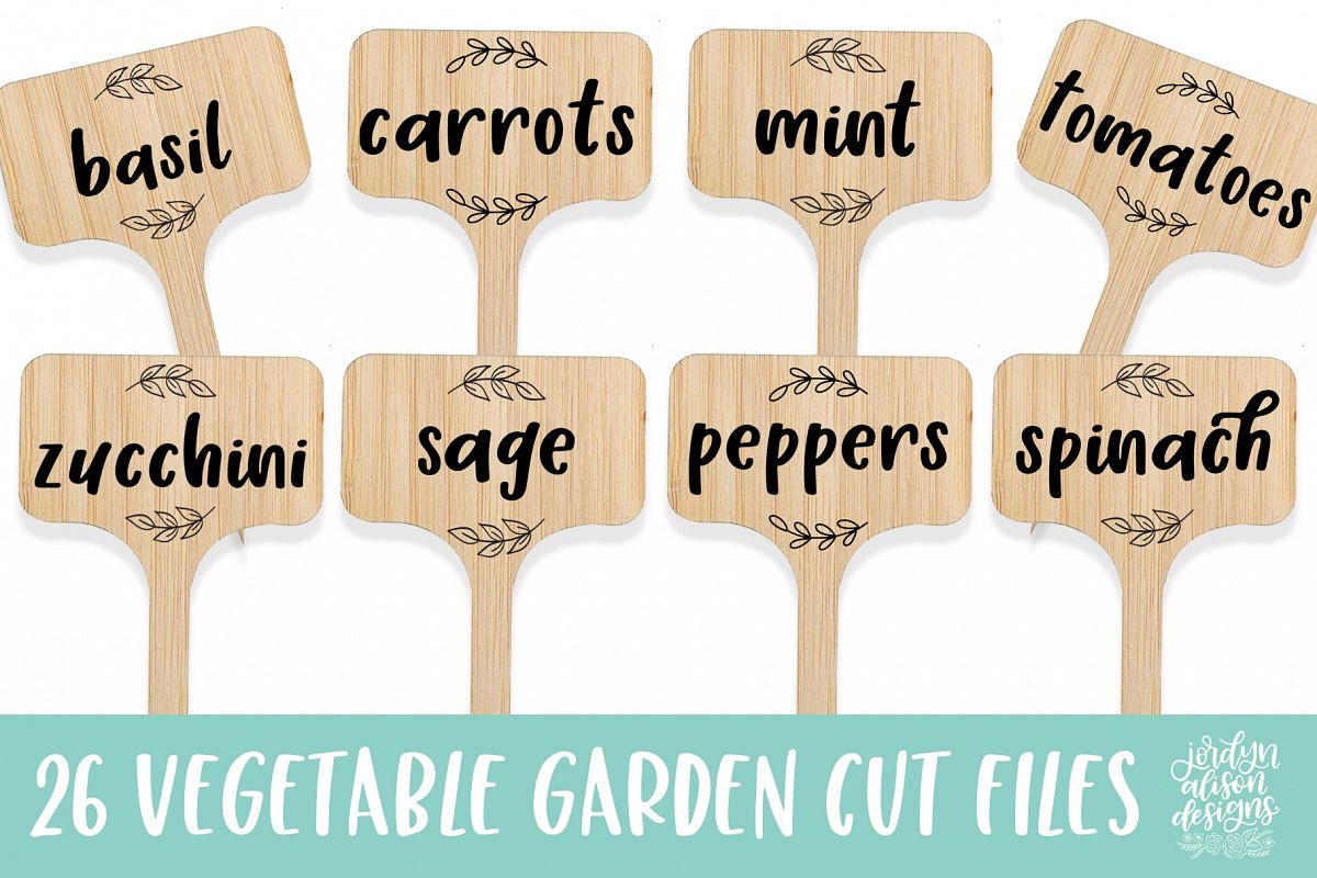 26 Vegetable Garden Labels/Flags, SVG Cut File Bundle example image 1