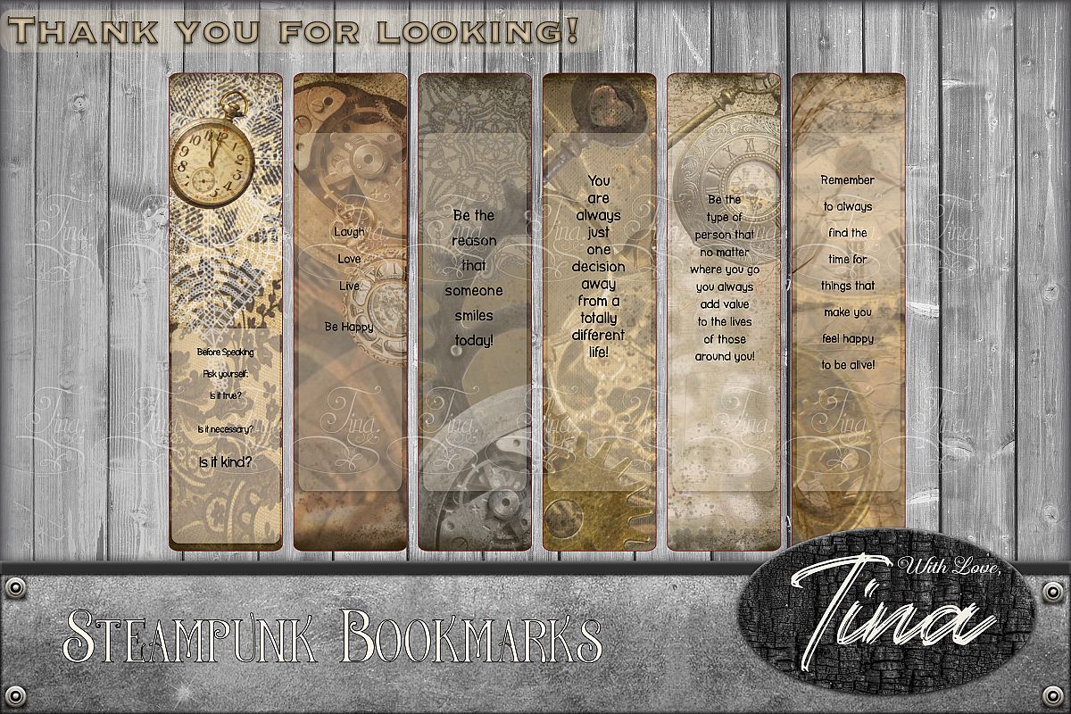6 STEAMPUNK PRESTIGE Bookmarks Collage 091618SP4 example image 1
