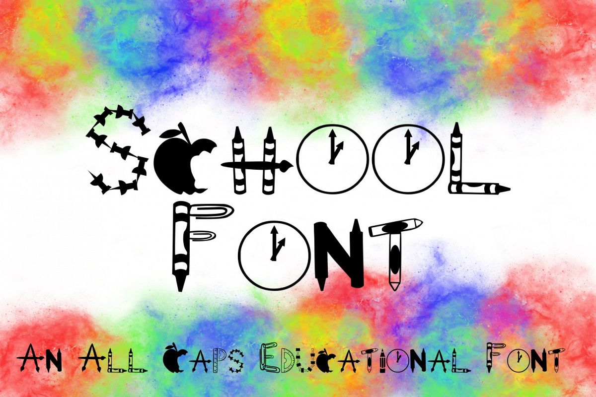 School Font -- Letters Made from School Supplies example image 1
