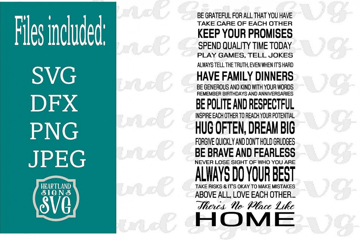 Family Rules There's No Place Like Home SVG example image 1