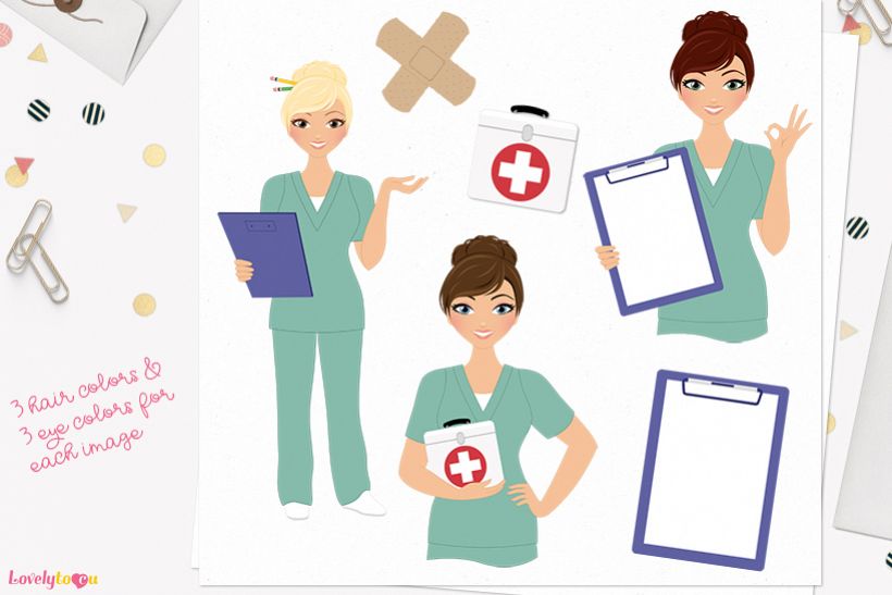 Nurse woman character clip art L391 Juliet example image 1