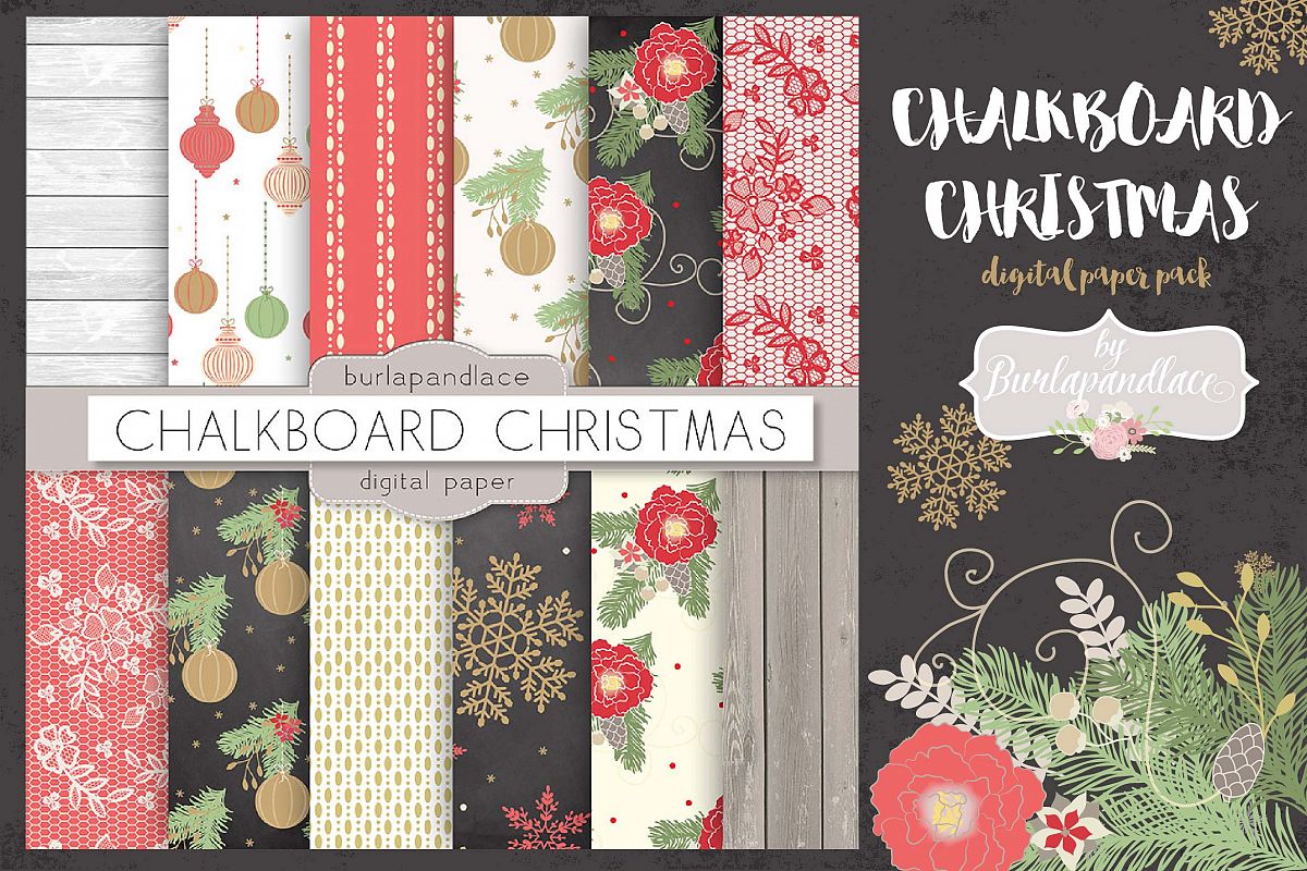 Vintage christmas digital paper example image 1