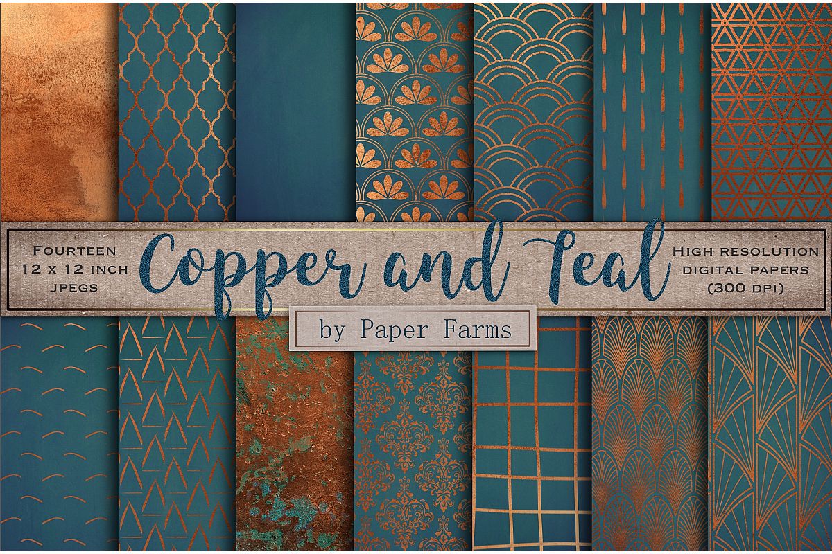 Copper teal pattern backgrounds example image 1