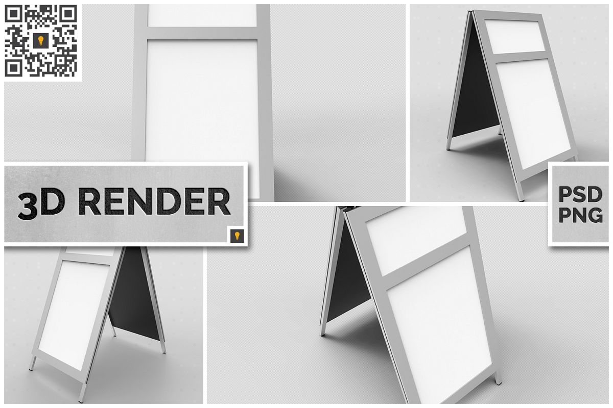 Sidewalk Poster Sign 3D Render example image 1