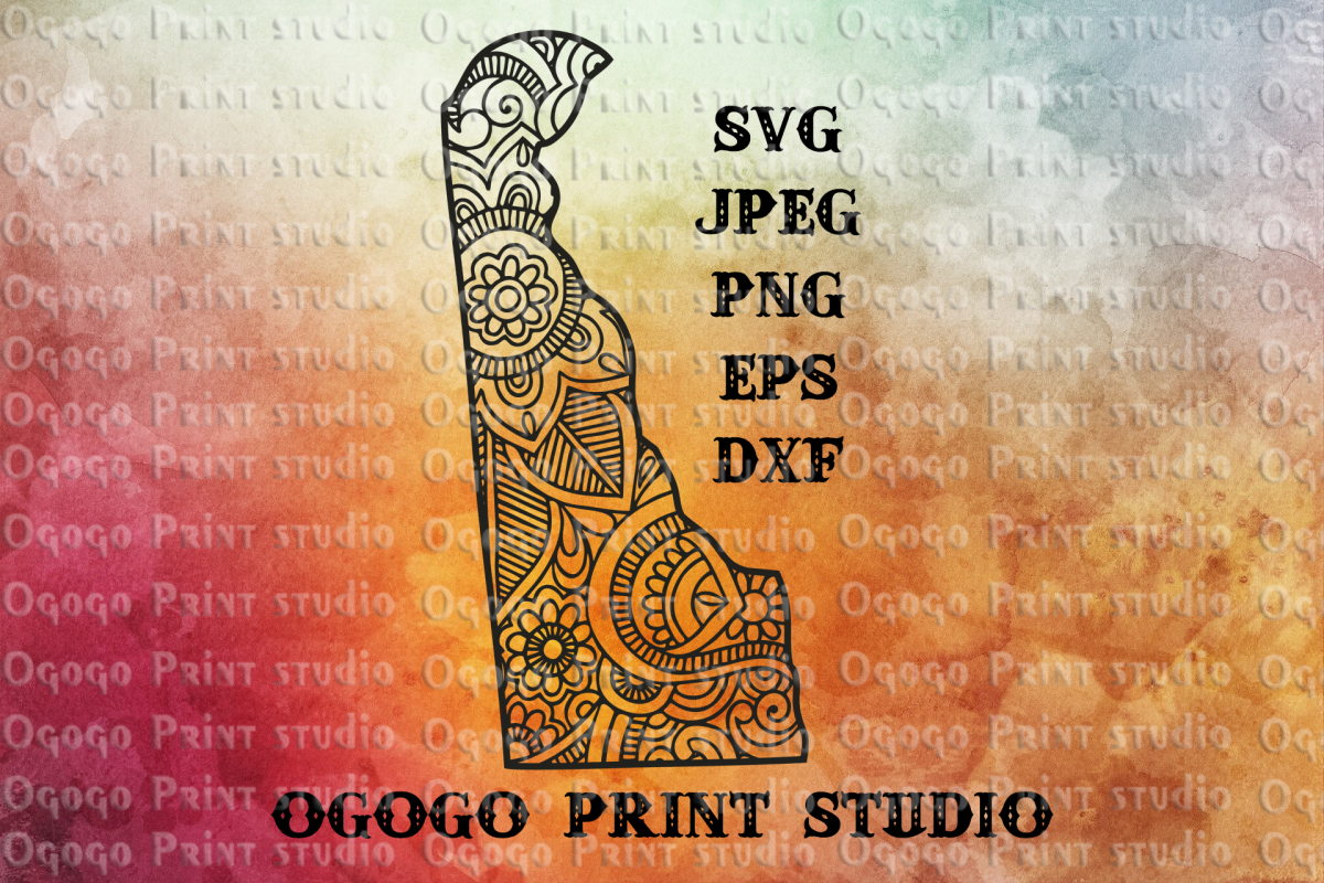 Delaware SVG, Zentangle SVG, Travel svg, Doodle Art, Mandala example image 1