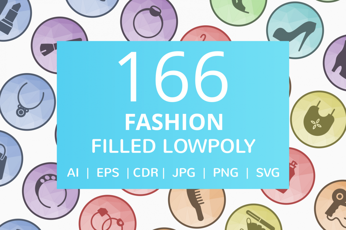 166 Fashion Filled Low Poly Icons example image 1