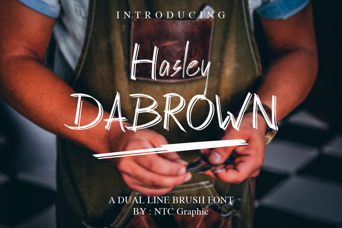 Hasley Dabrown Dual line Handbrush Font example image 1