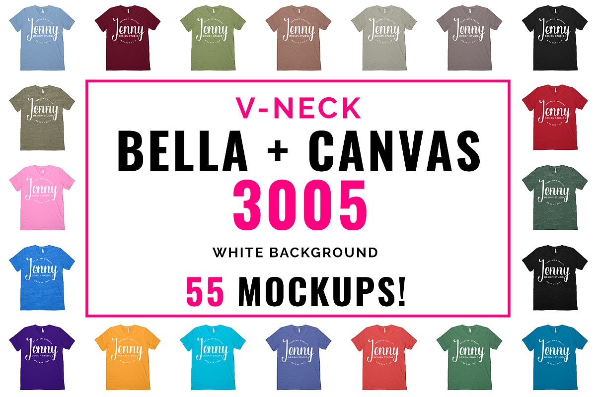 Bella Canvas 3005 Mockup Bundle, V-Neck Tshirt Bundle example image 1