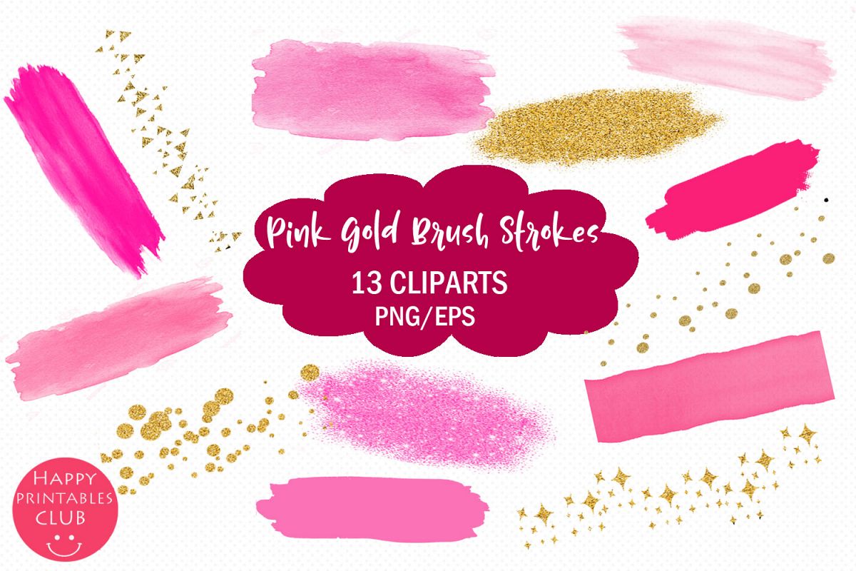 Pink and Gold Brush Strokes Clipart-Brush Strokes Clipart example image 1