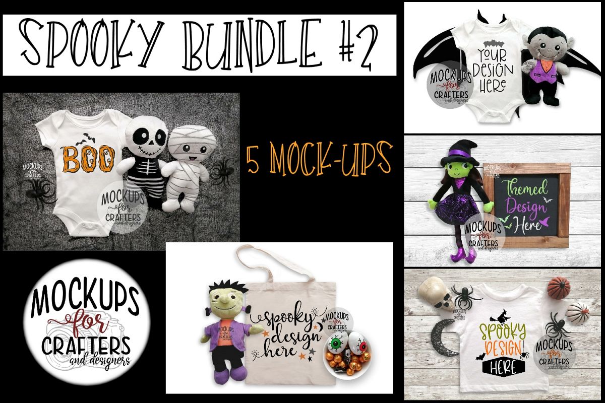 Halloween, SPOOKY MOCK-UP Bundle #2 - FIVE MOCK-UPS example image 1