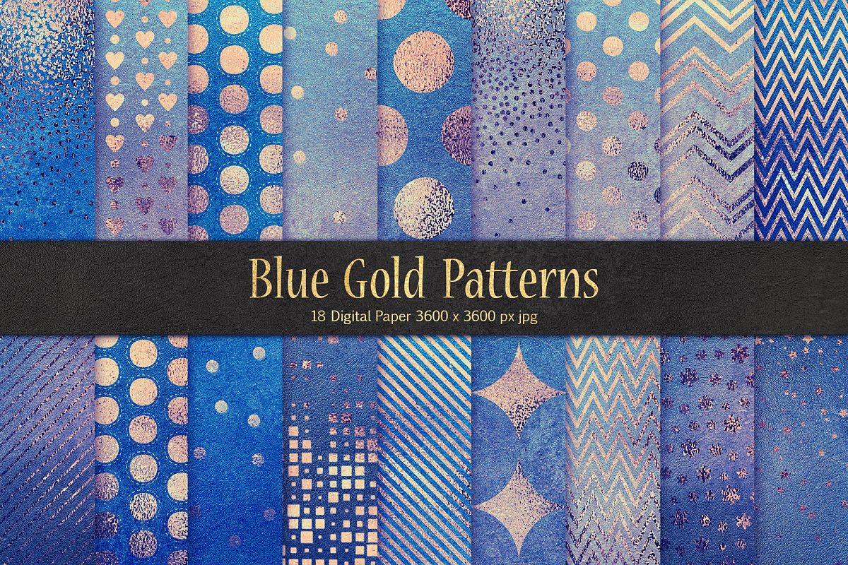 Blue Gold Pattern & Foil Textures example image 1
