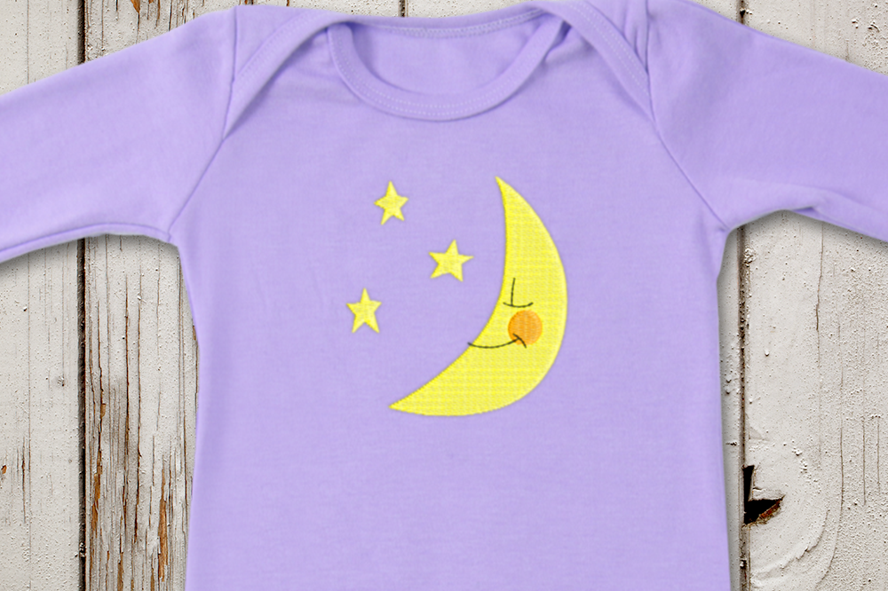 Moon and Stars Embroidery Design example image 1