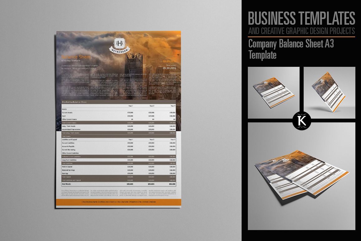 Company Balance Sheet A3 Template example image 1
