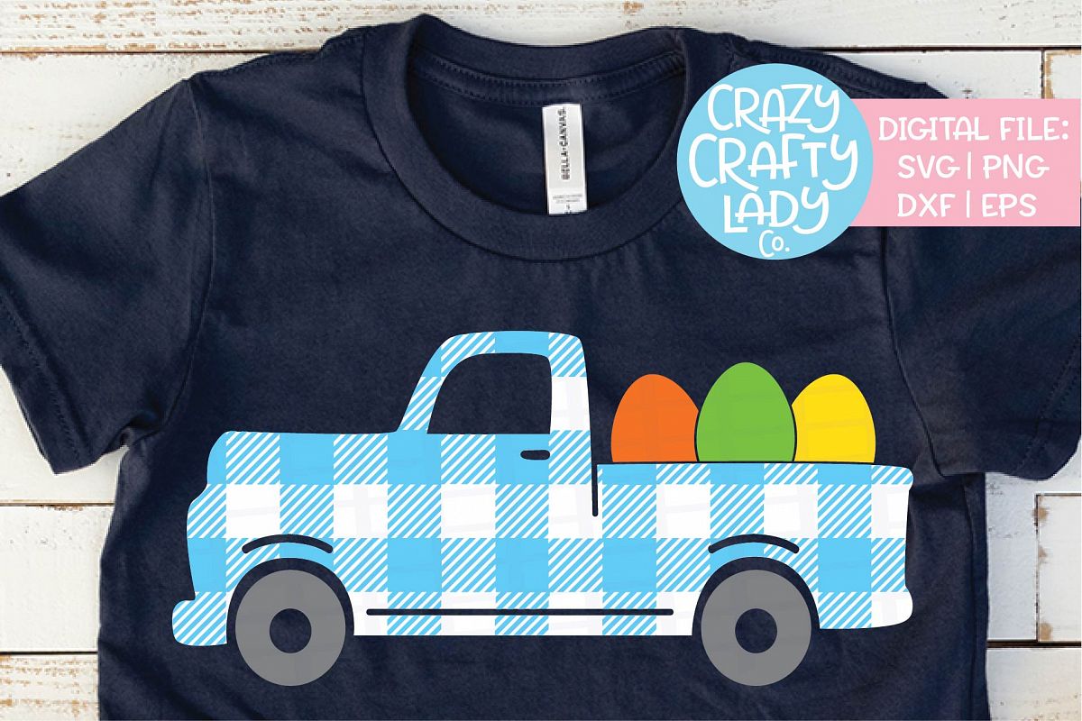 Gingham Easter Egg Truck Plaid SVG DXF EPS PNG Cut File example image 1