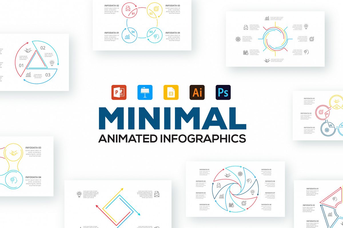 Minimal animated infographics presentations example image 1