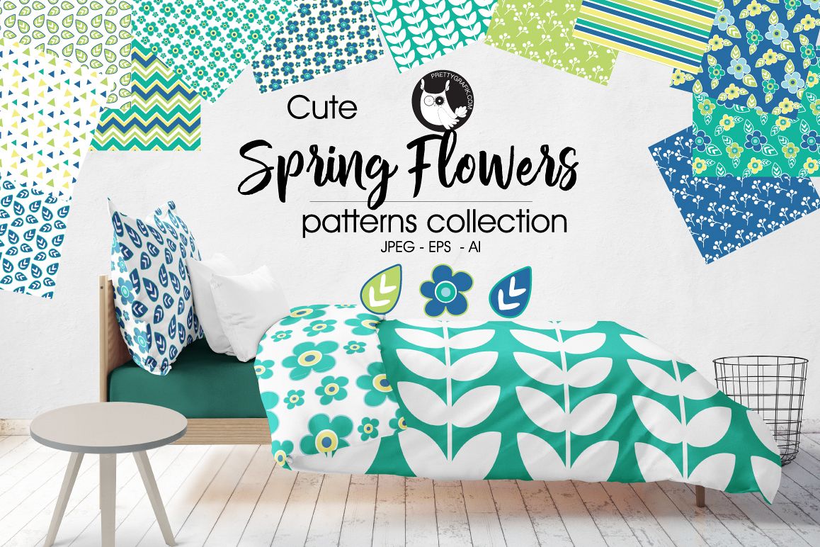 SPRING-FLOWERS, digital papers example image 1