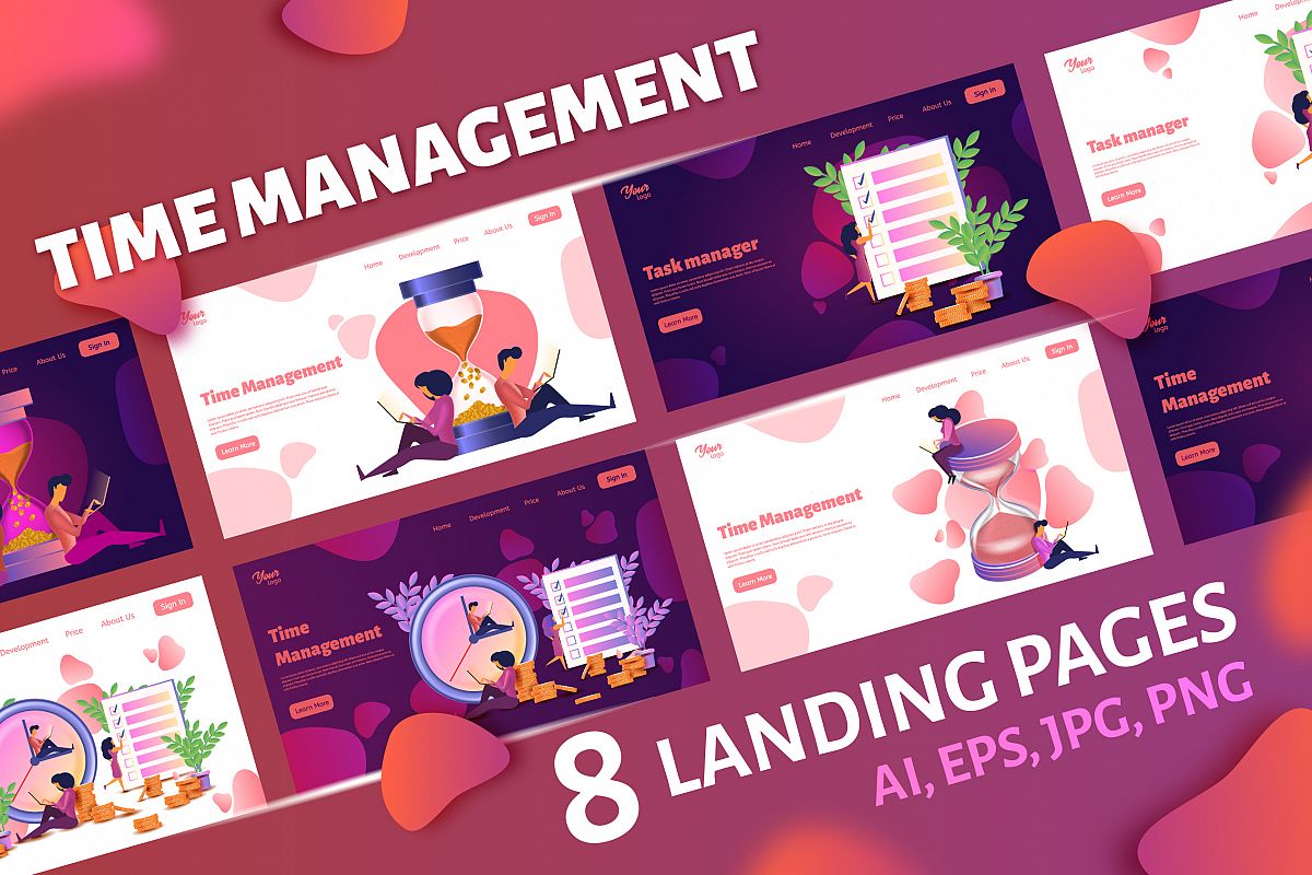 Time management. Landing page headers example image 1