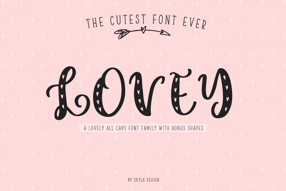 Lovey cute valentines heart font family example image 1
