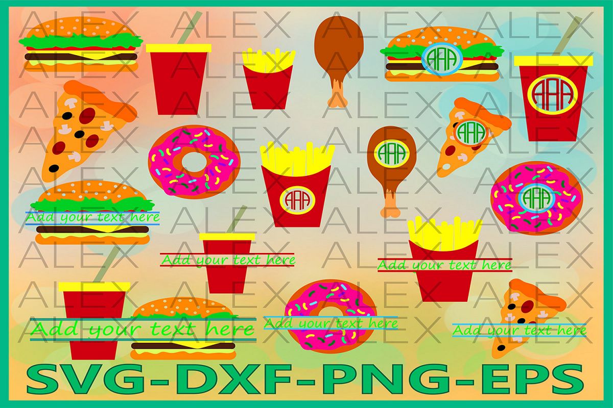 Fast Food Monogram Files, Burger, Fast Food Svg Files example image 1
